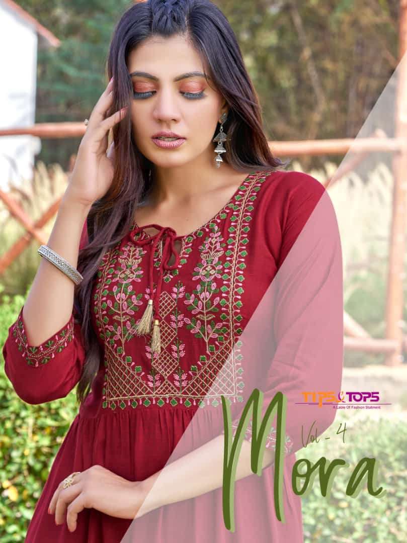 Tips & Tops-Mora Vol 04-Party-Wear-Heavy-Rayon-Handwork-Long-Gown-Kurti-Poster